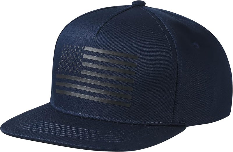 UALON Baseball Cap, Snapback Trucker Hat for Men & Women with American Flag and Adjustable, Breathable Mesh, Flat Bill Hats - Image 1